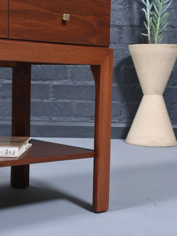 Pair of Mid-Century Modern Walnut Night Stands w/ Bookshelf by Albert Furniture, c.1960’s