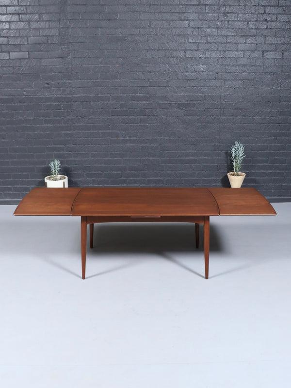 Expanding Mid-Century Danish Modern Walnut Draw-Leaf Dining Table, c.1950’s