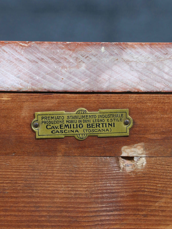 Pair of Italian Burl Walnut & Marble-Top Night Stands by Cav. Emilio Bertini, c.1930’s