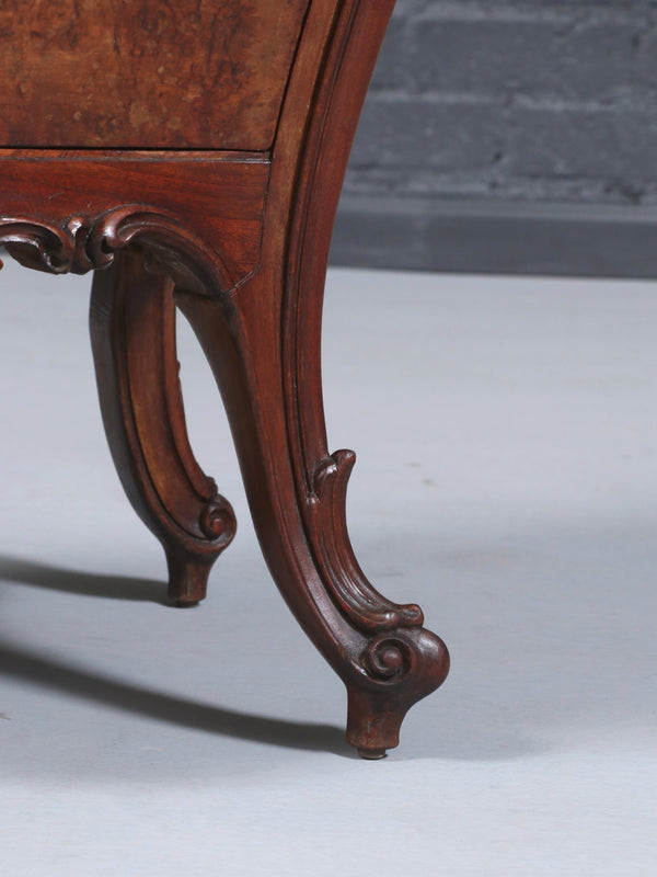Pair of Italian Burl Walnut & Marble-Top Night Stands by Cav. Emilio Bertini, c.1930’s