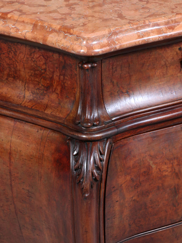 Pair of Italian Burl Walnut & Marble-Top Night Stands by Cav. Emilio Bertini, c.1930’s