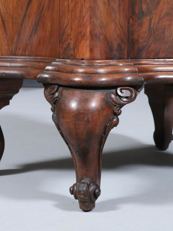 Pair of Italian Neoclassical Burl Walnut & Marble Top Night Stands, c.1900’s