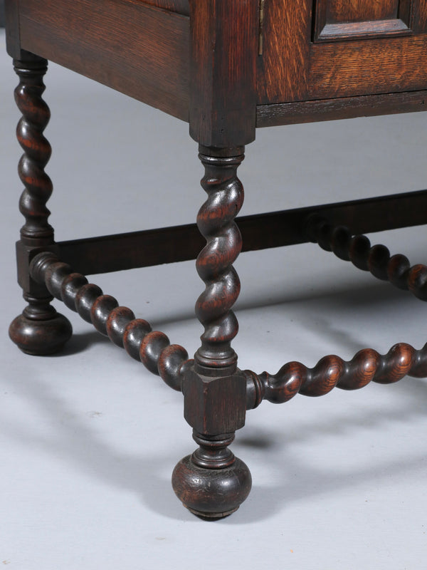 English Jacobean Style Oak Sideboard w/ Barley-Twist Legs, c.1900’s