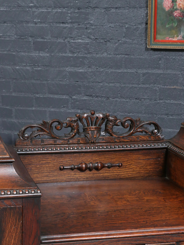 English Jacobean Style Oak Sideboard w/ Barley-Twist Legs, c.1900’s