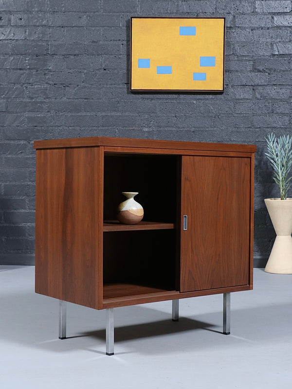 Mid-Century Modern Walnut Cabinet w/ Chrome Legs, c.1960’s