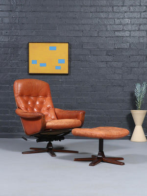 Mid-Century Modern Rosewood & Cognac Leather Reclining Lounge Chair by Göte Möbler, c.1970’s