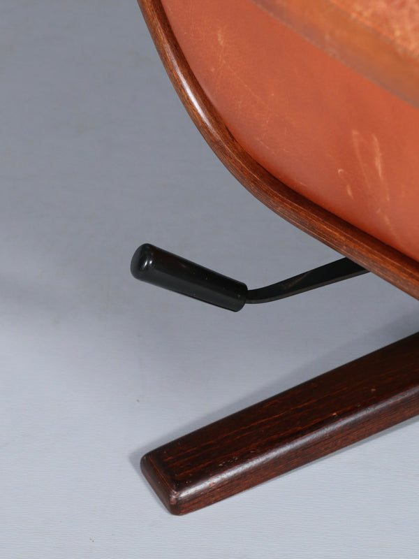 Mid-Century Modern Rosewood & Cognac Leather Reclining Lounge Chair by Göte Möbler, c.1970’s