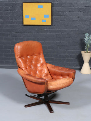 Mid-Century Modern Rosewood & Cognac Leather Reclining Lounge Chair by Göte Möbler, c.1970’s