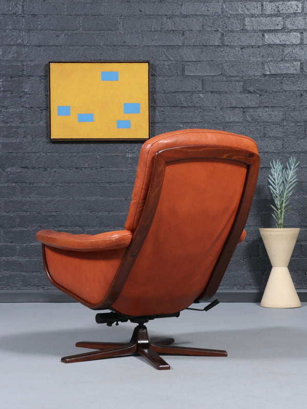 Mid-Century Modern Rosewood & Cognac Leather Reclining Lounge Chair by Göte Möbler, c.1970’s