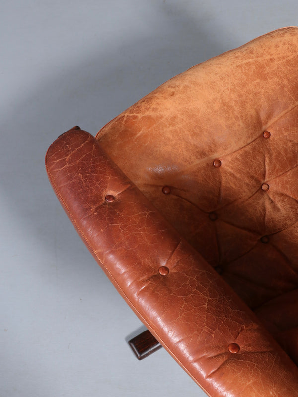 Mid-Century Modern Rosewood & Cognac Leather Reclining Lounge Chair by Göte Möbler, c.1970’s