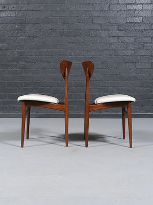 Set of 4 Mid-Century Modern Sculpted Walnut & Tweed Dining Chairs, c.1960’s