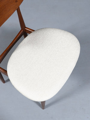 Set of 4 Mid-Century Modern Sculpted Walnut & Tweed Dining Chairs, c.1960’s