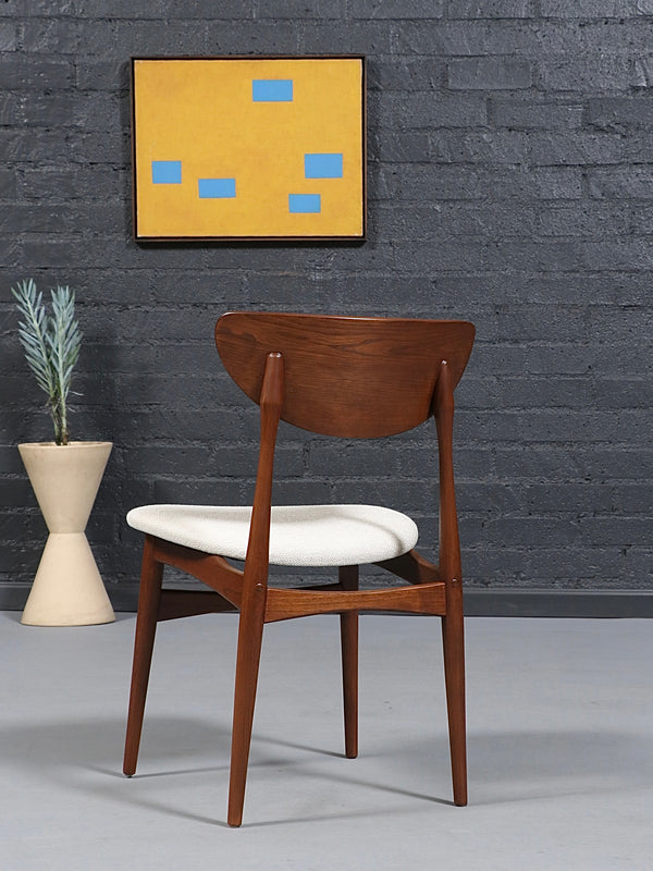 Set of 4 Mid-Century Modern Sculpted Walnut & Tweed Dining Chairs, c.1960’s