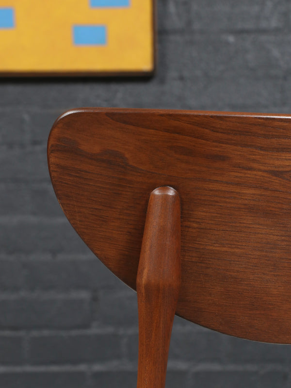 Set of 4 Mid-Century Modern Sculpted Walnut & Tweed Dining Chairs, c.1960’s