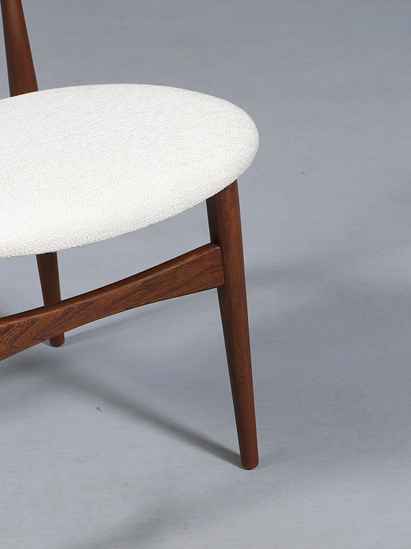 Set of 4 Mid-Century Modern Sculpted Walnut & Tweed Dining Chairs, c.1960’s