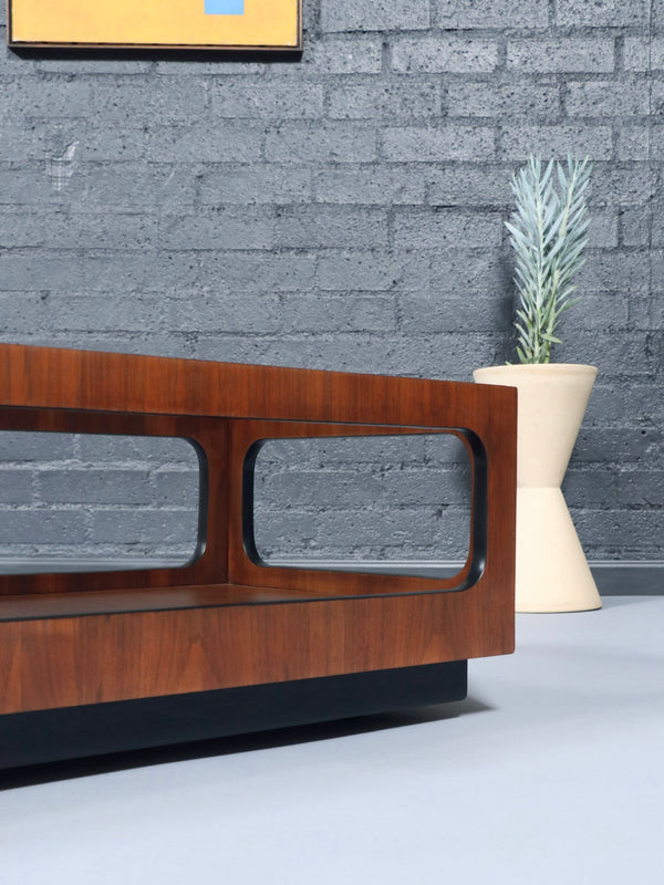 Mid-Century Modern Walnut & Smoke Glass Coffee Table by Lane, c.1960’s