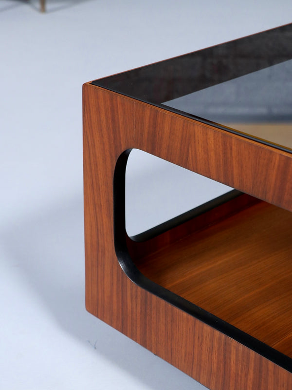 Mid-Century Modern Walnut & Smoke Glass Coffee Table by Lane, c.1960’s