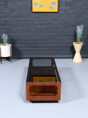 Mid-Century Modern Walnut & Smoke Glass Coffee Table by Lane, c.1960’s