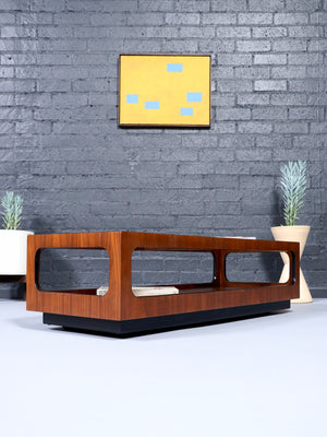 Mid-Century Modern Walnut & Smoke Glass Coffee Table by Lane, c.1960’s