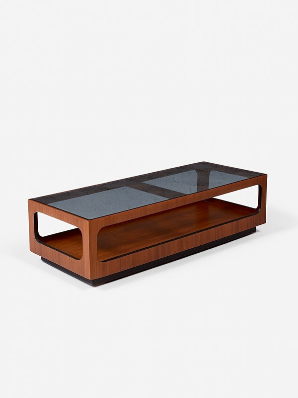 Mid-Century Modern Walnut & Smoke Glass Coffee Table by Lane, c.1960’s