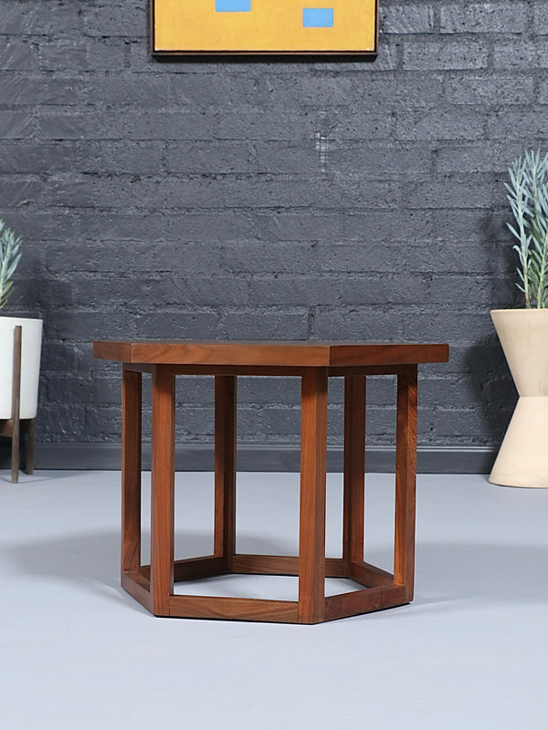 Mid-Century Modern Hexagonal Walnut Side Table, c.1960’s