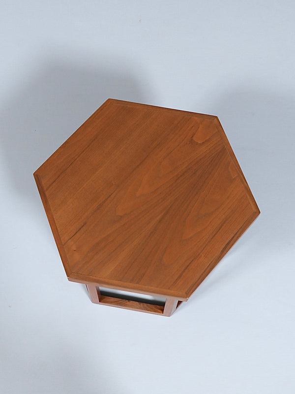 Mid-Century Modern Hexagonal Walnut Side Table, c.1960’s