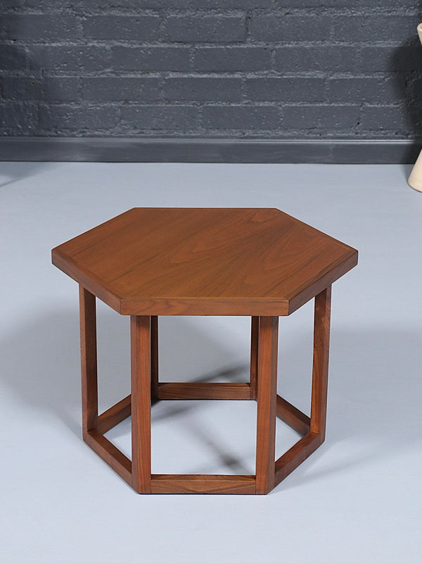 Mid-Century Modern Hexagonal Walnut Side Table, c.1960’s