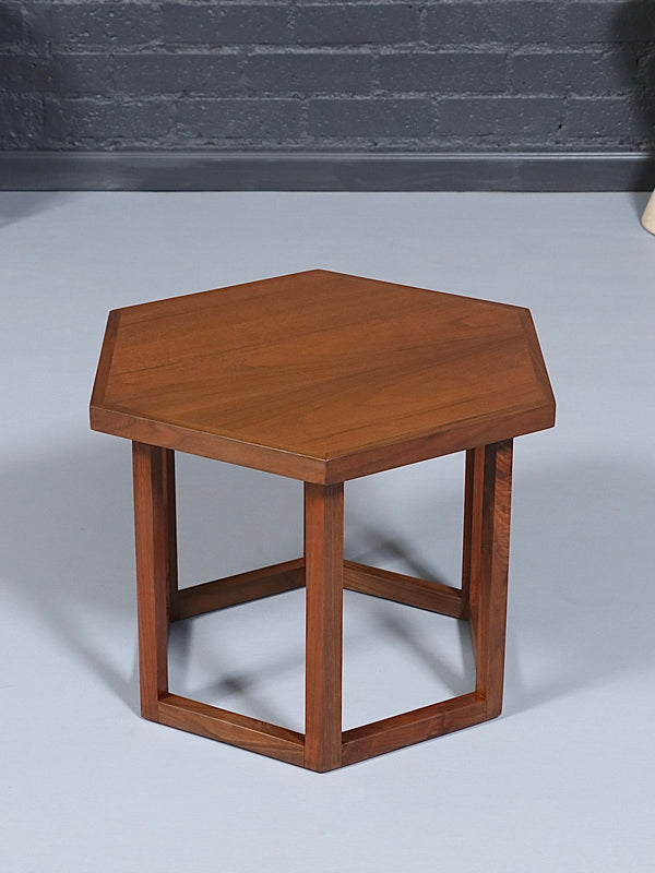 Mid-Century Modern Hexagonal Walnut Side Table, c.1960’s