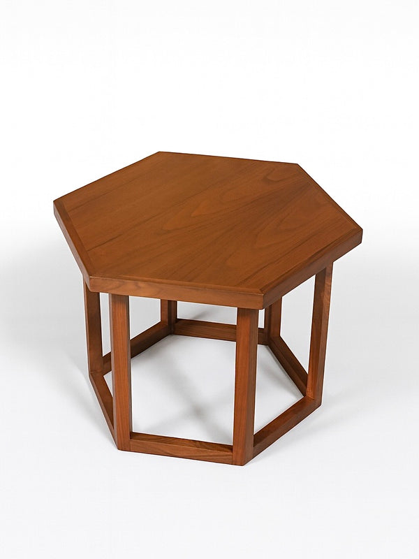 Mid-Century Modern Hexagonal Walnut Side Table, c.1960’s
