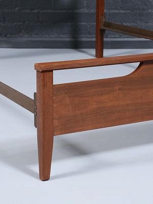 Mid-Century Modern Sculpted Walnut Full Size Bed Frame, c.1960’s