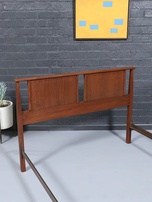 Mid-Century Modern Sculpted Walnut Full Size Bed Frame, c.1960’s