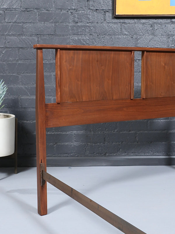 Mid-Century Modern Sculpted Walnut Full Size Bed Frame, c.1960’s