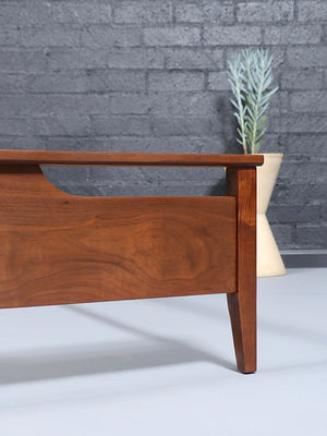 Mid-Century Modern Sculpted Walnut Full Size Bed Frame, c.1960’s