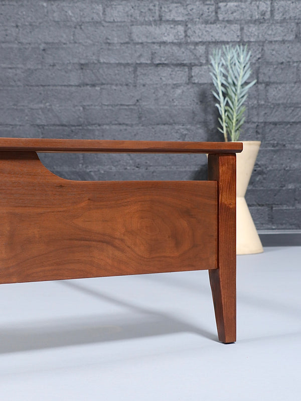 Mid-Century Modern Sculpted Walnut Full Size Bed Frame, c.1960’s