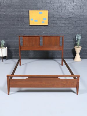 Mid-Century Modern Sculpted Walnut Full Size Bed Frame, c.1960’s