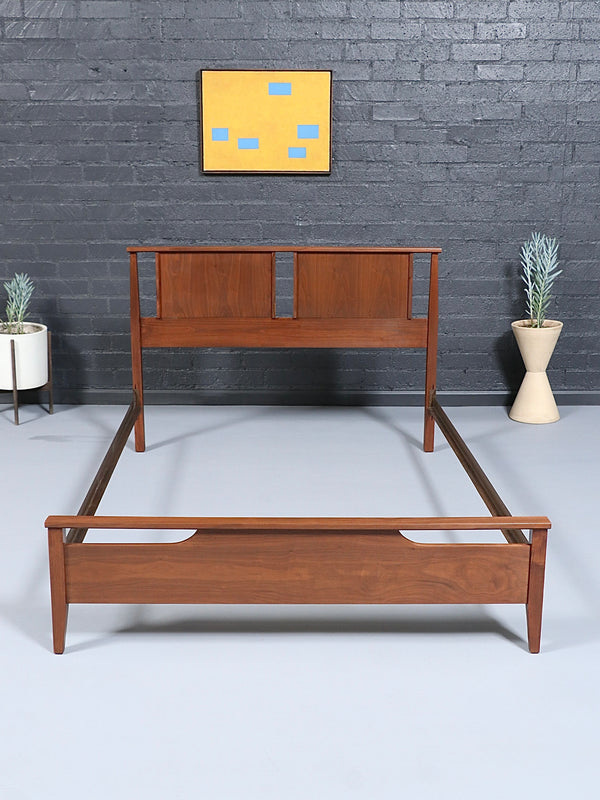 Mid-Century Modern Sculpted Walnut Full Size Bed Frame, c.1960’s