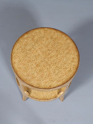 Vintage Maitland-Smith Faux Ostrich Leather Tier Side Table, c.1980’s