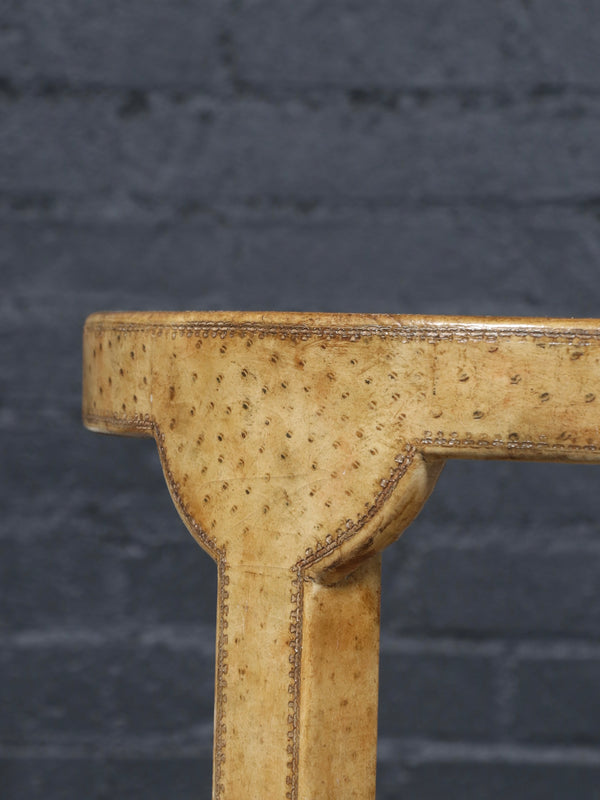 Vintage Maitland-Smith Faux Ostrich Leather Tier Side Table, c.1980’s