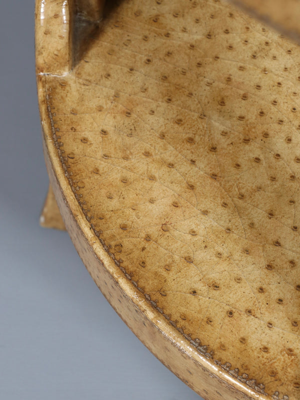 Vintage Maitland-Smith Faux Ostrich Leather Tier Side Table, c.1980’s