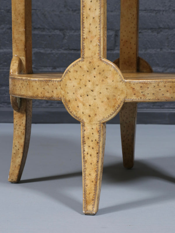 Vintage Maitland-Smith Faux Ostrich Leather Tier Side Table, c.1980’s