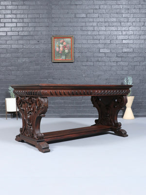 Italian Renaissance Style Carved Mahogany Table or Desk, c.1920’s