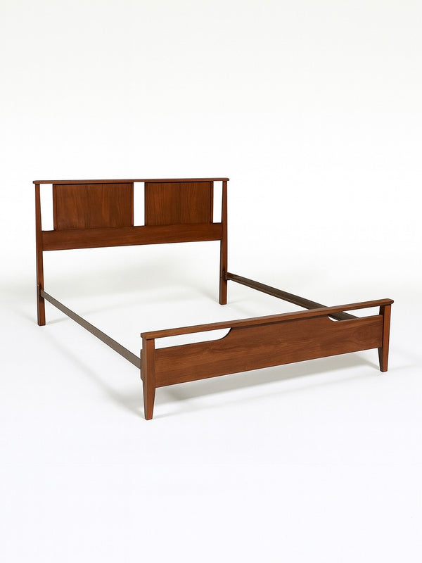 Mid-Century Modern Sculpted Walnut Full Size Bed Frame, c.1960’s