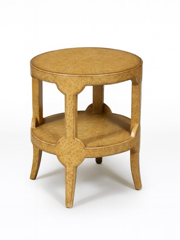 Vintage Maitland-Smith Faux Ostrich Leather Tier Side Table, c.1980’s