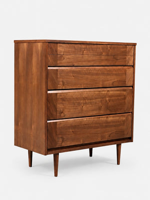 Mid Century Modern 4-Drawer Walnut Highboy Dresser, c.1960’s