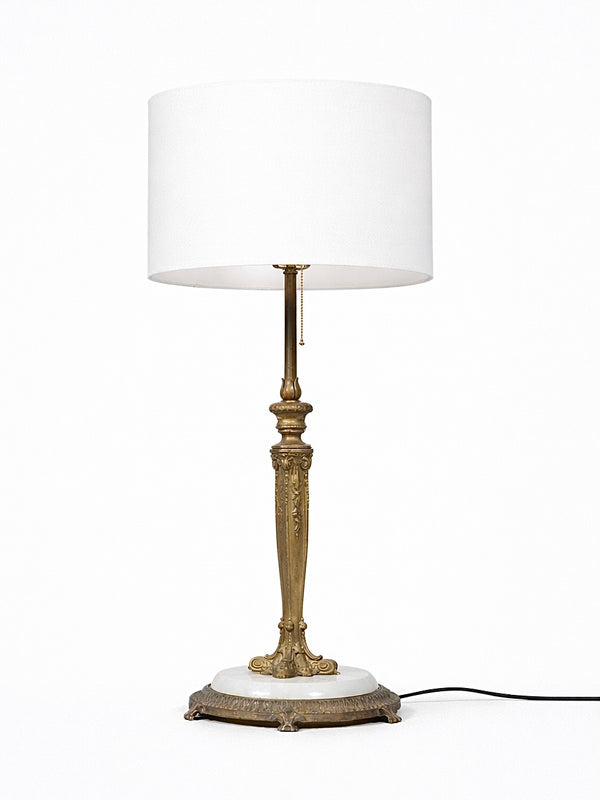 French Neoclassical Style Brass & Onyx Stone Table Lamp, c.1950’s