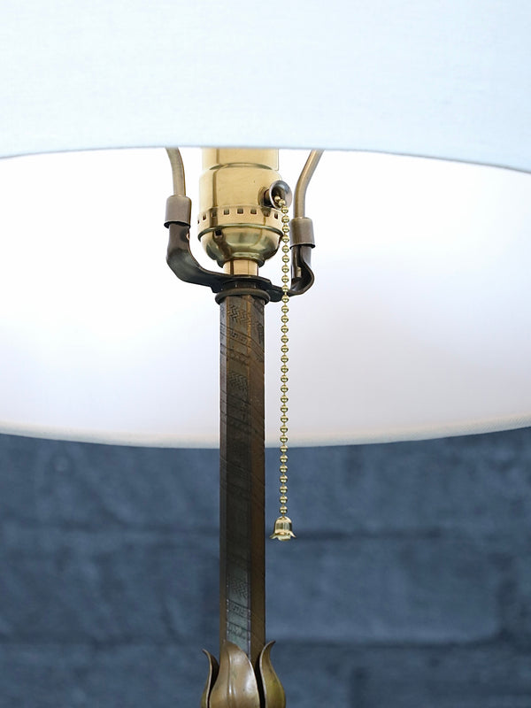 French Neoclassical Style Brass & Onyx Stone Table Lamp, c.1950’s