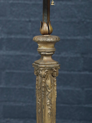 French Neoclassical Style Brass & Onyx Stone Table Lamp, c.1950’s