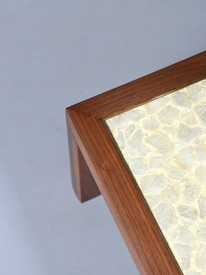 Mid-Century Modern Walnut Side Table w/ Inlaid Shell Top, c.1950’s