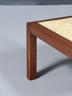 Mid-Century Modern Walnut Side Table w/ Inlaid Shell Top, c.1950’s