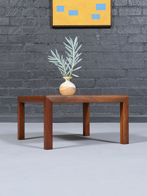 Mid-Century Modern Walnut Side Table w/ Inlaid Shell Top, c.1950’s